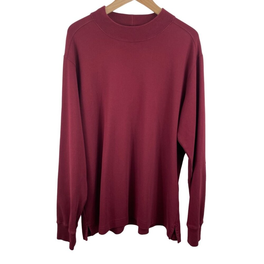 Land's End Mens Size XL (46-48) Burgundy Long Sleeve Shirt Elbow Patches